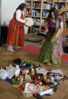 Moving Mandala altar with dancers